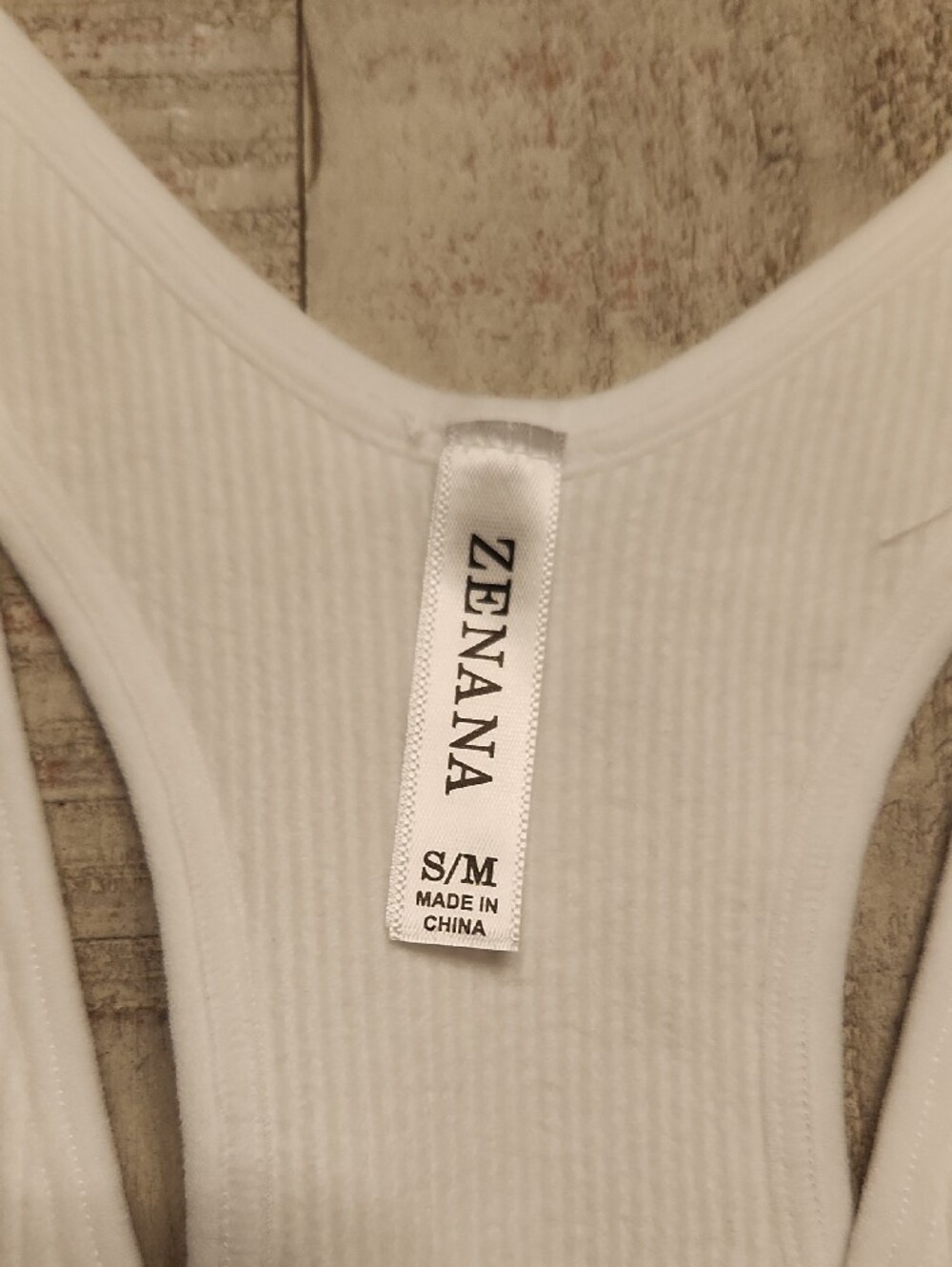 Zenana Outfitters White Ribbed V-Neck Racerback Brami/Bralette Stretchy Tank - Picture 2 of 5